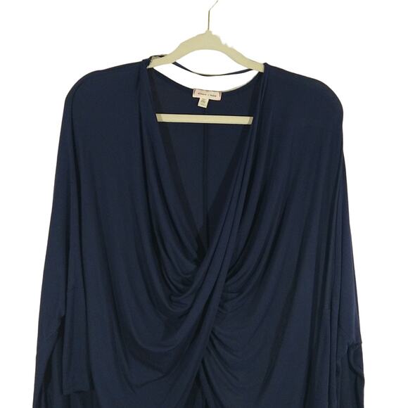 A Silence + Noise Women's Navy Blue Twist Front Oversized Top Shirt Tunic XS - Picture 3 of 13